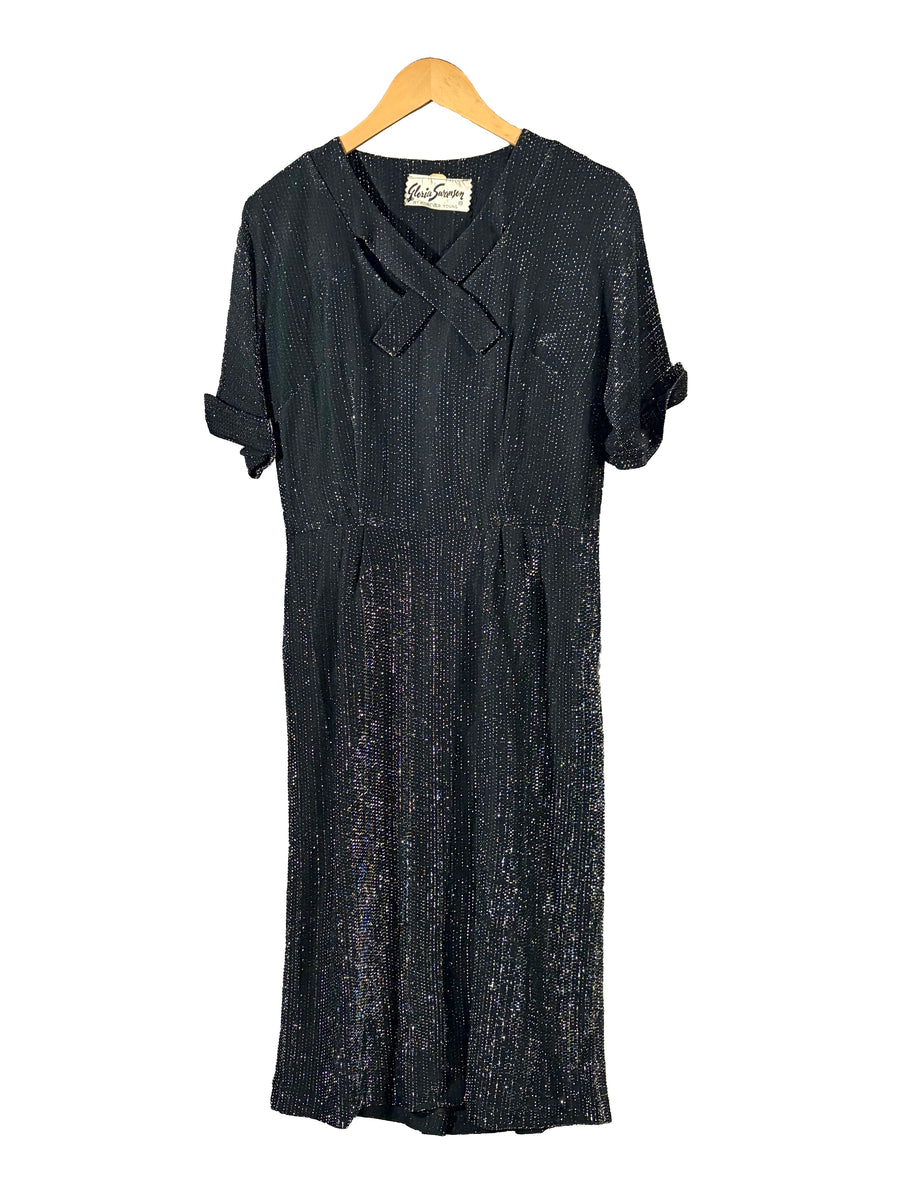 1950s Silver Lurex ‘Gloria Swanson’ Label Cocktail Wiggle Dress
