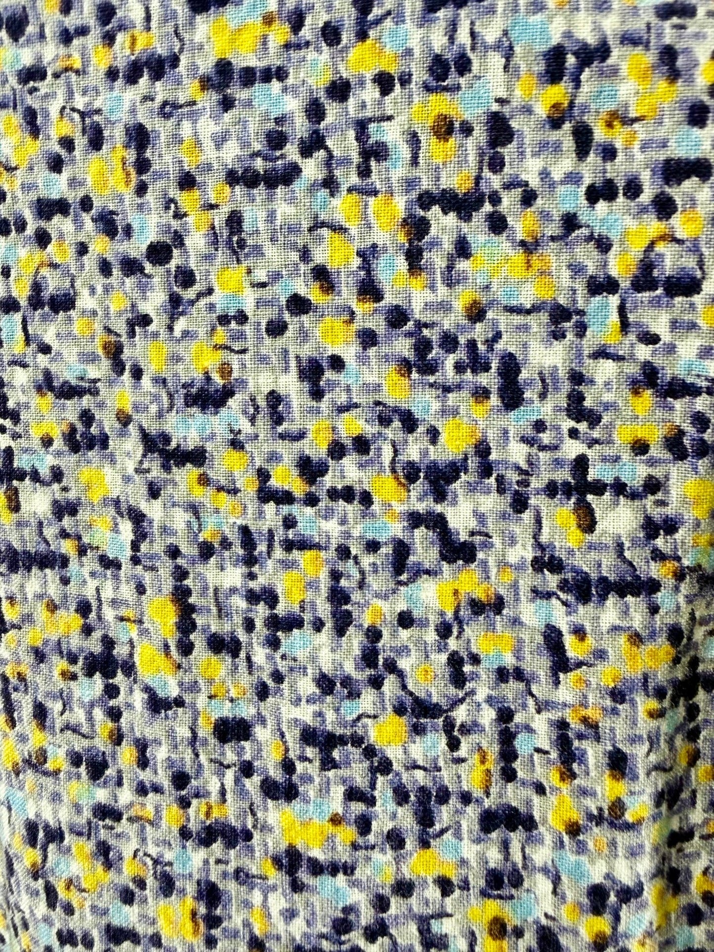 1950s Purple Yellow Print Cotton Big Button Cotton Day Dress