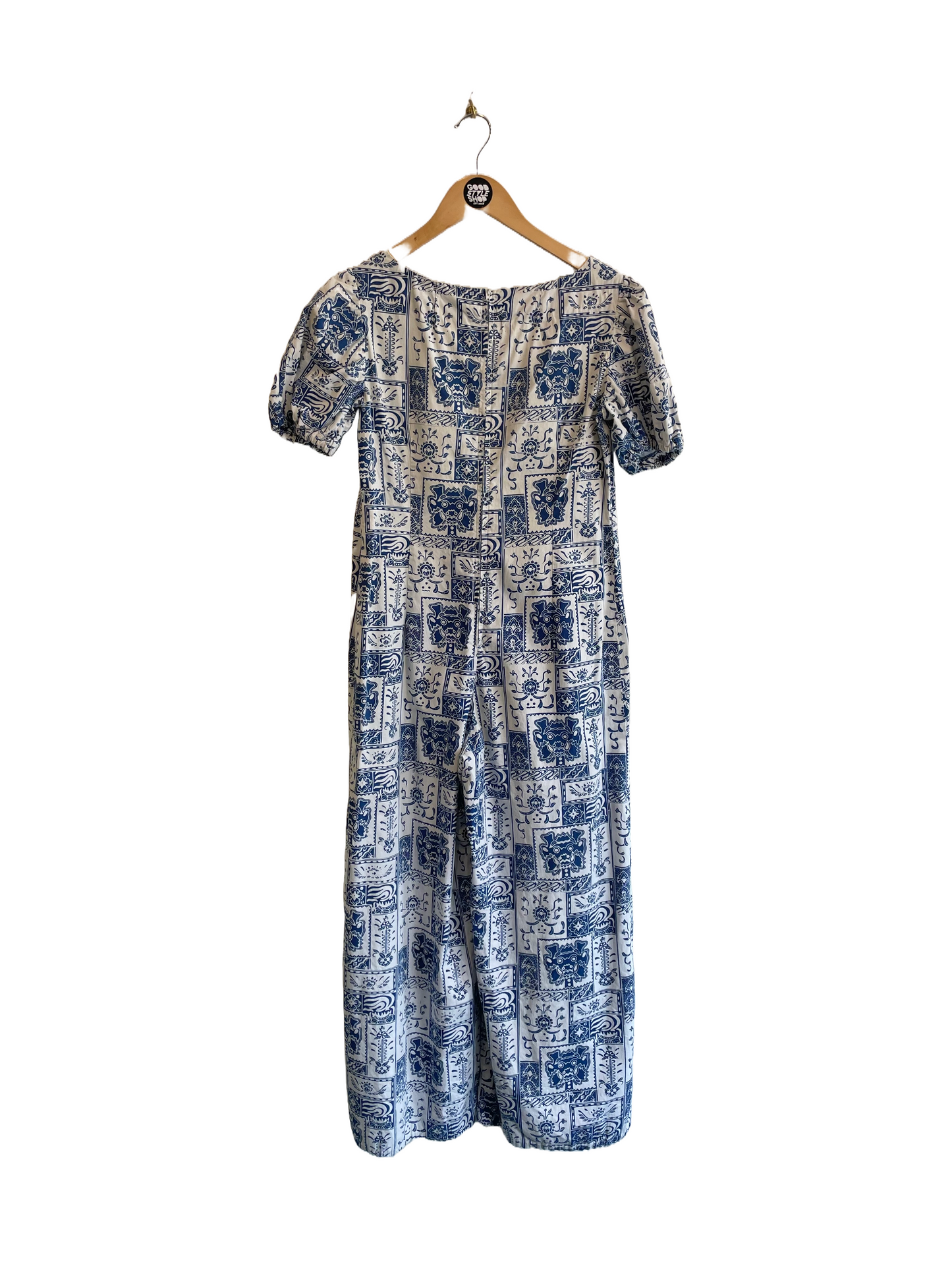 1960s Block Print Style Wide Leg Jumpsuit