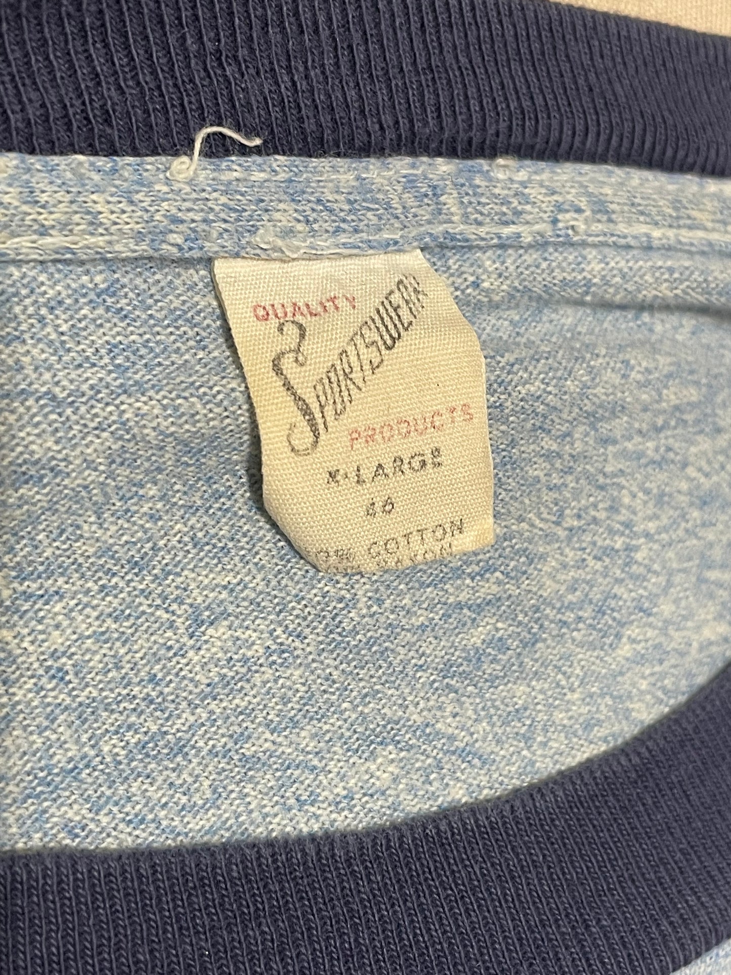 1970s Heather Blue Sportswear Ringer Blank Tee