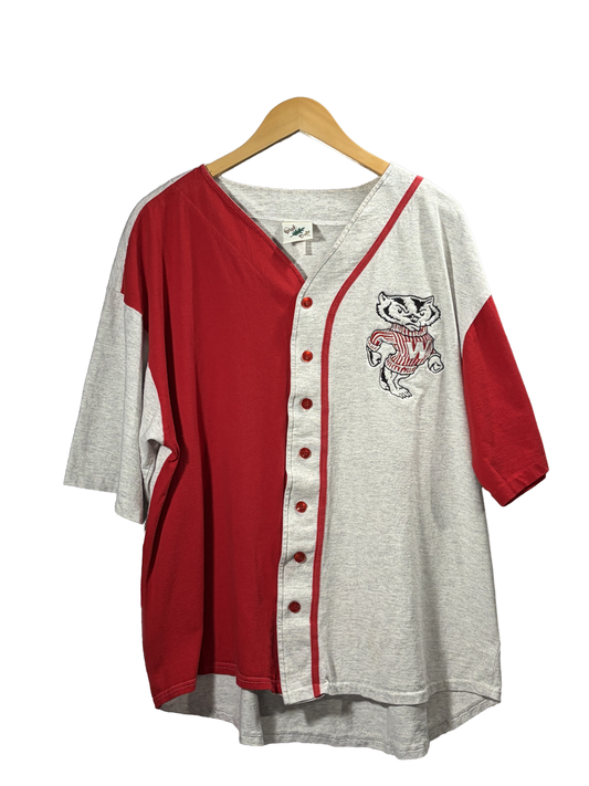 1990s 2-Tone Bucky Badger Baseball Jersey Shirt