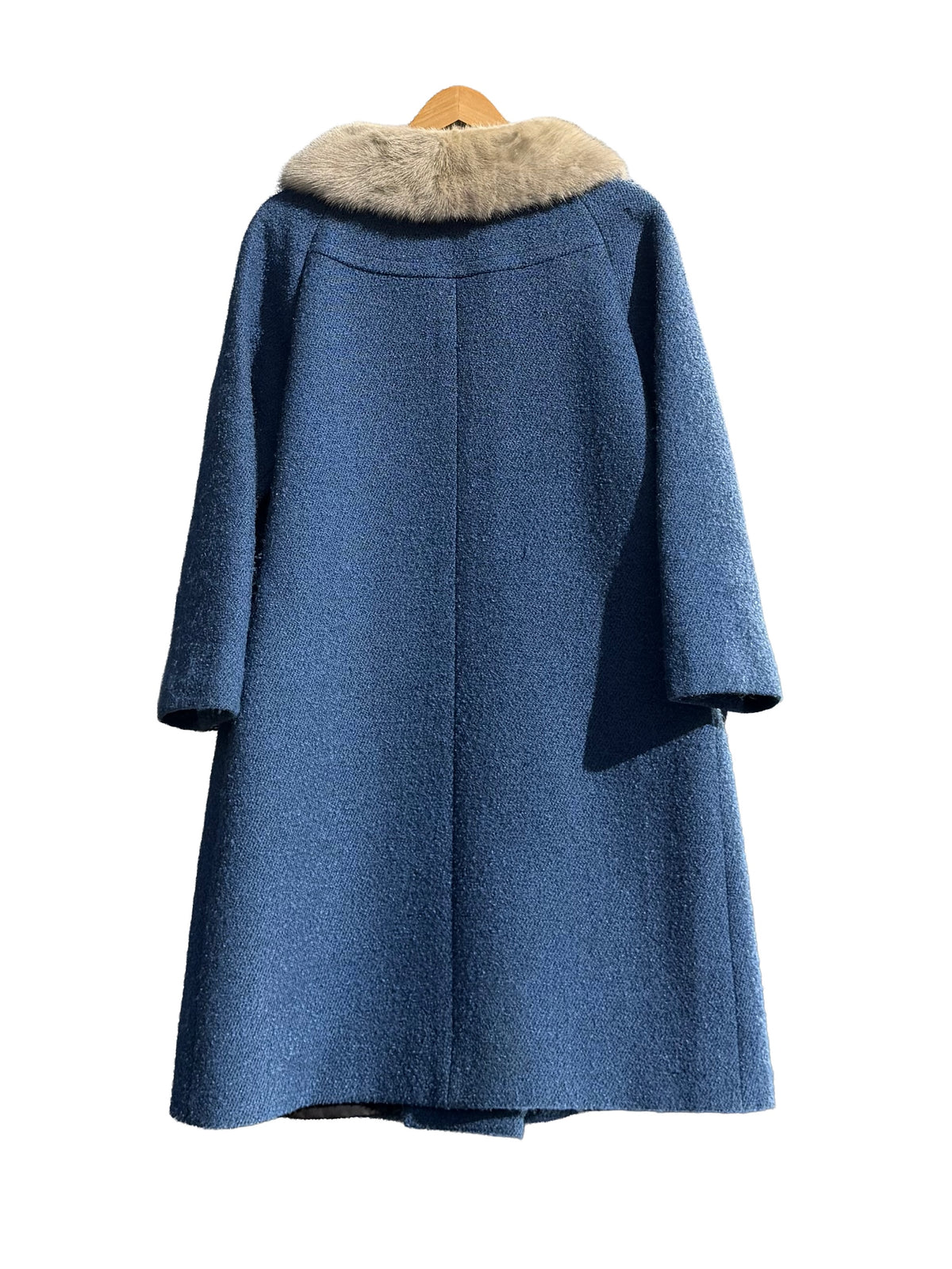 1960s Blue Boucle Fur Accent Classic Coat