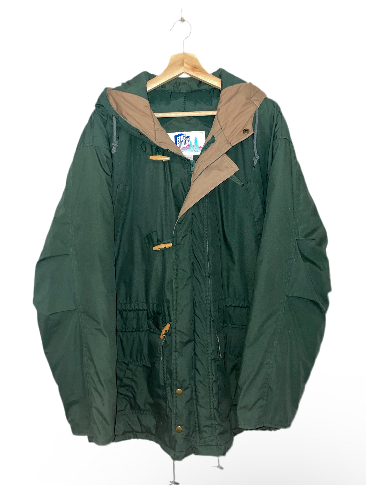 1990s Forest Green Hooded Latch Front Jacket