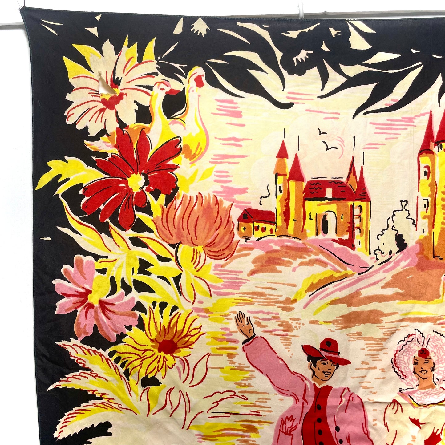 1950s Alpine Switzerland Fantasy Silk Souvenir Scarf