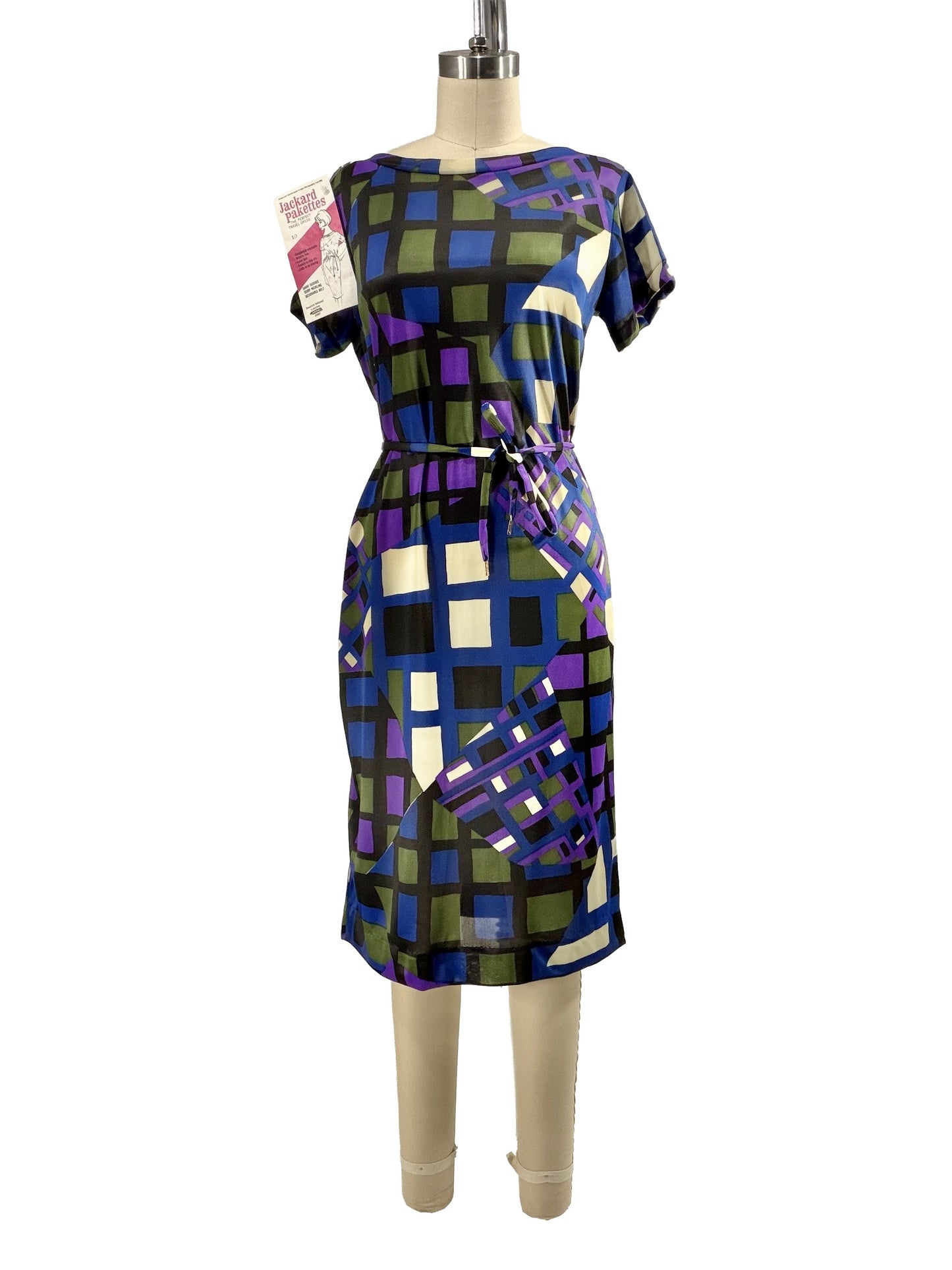 1960s Purple Jewel Tones Nylon Knit Shift Dress