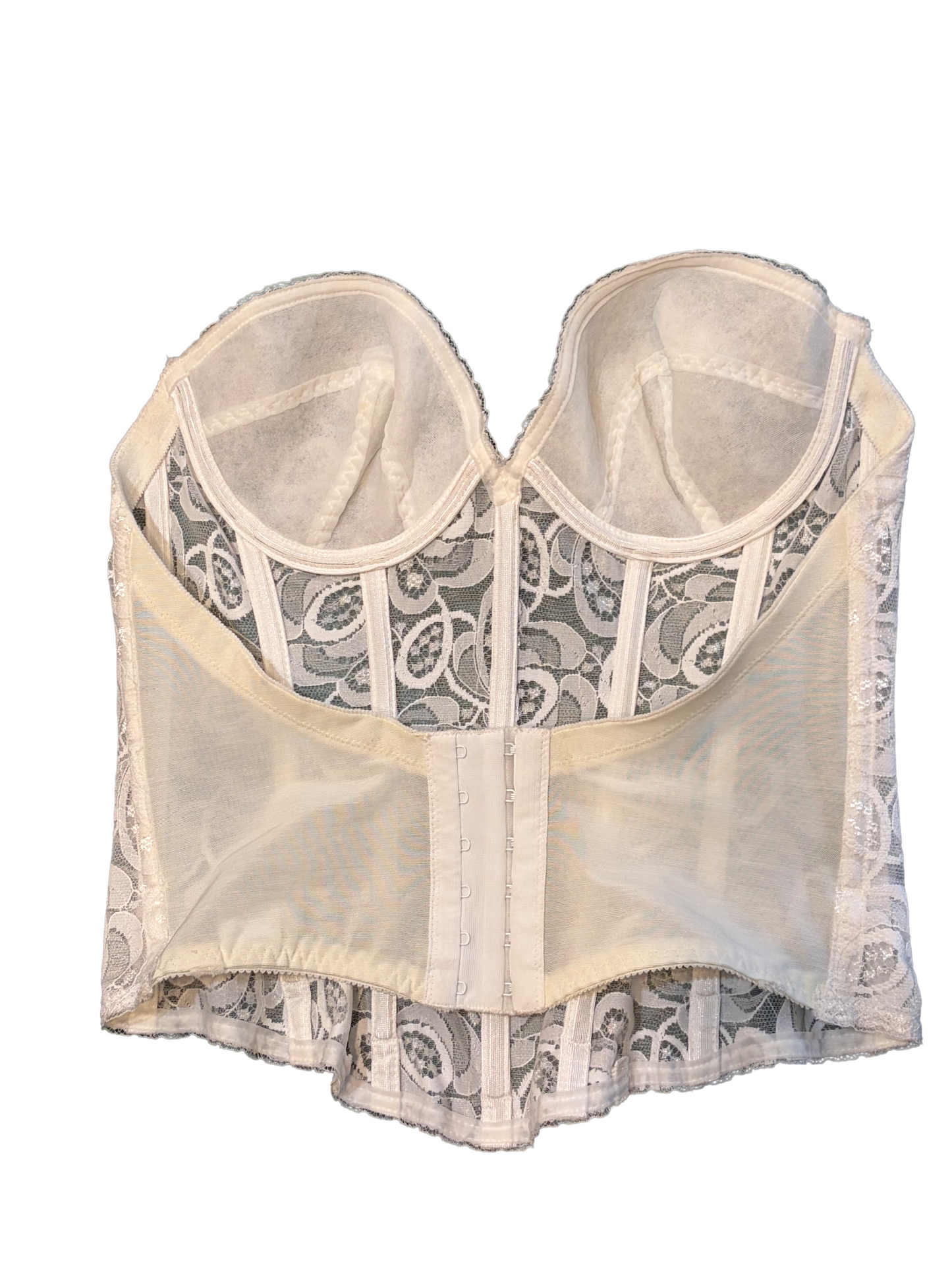 1980s White Lace Rosette Corset