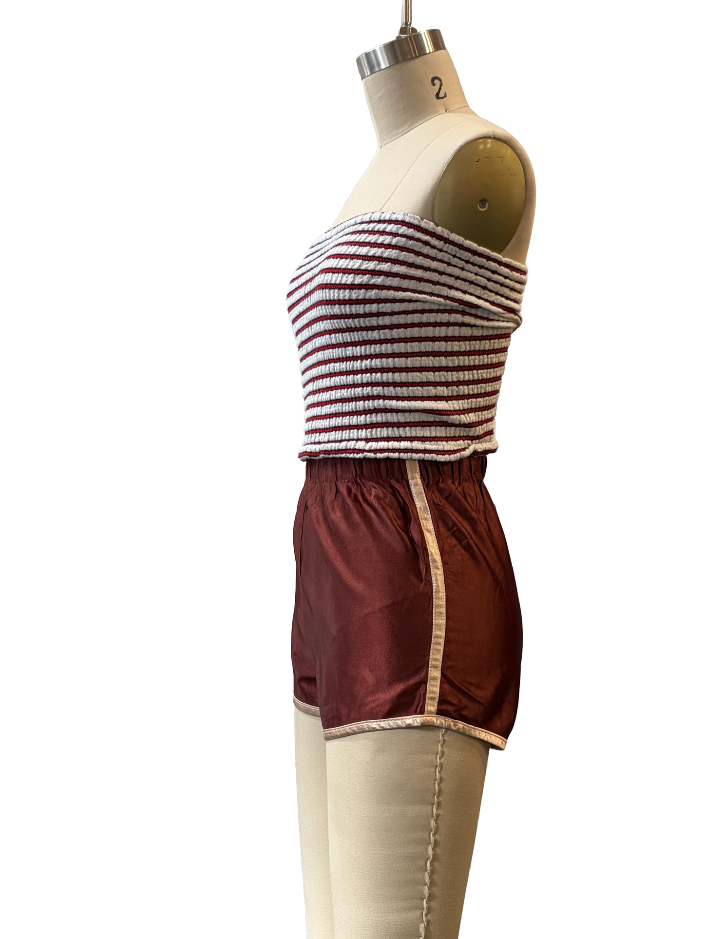 1970s Burgundy Satin Classic Athletic Shorts