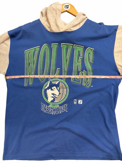 1990s Colorblock Minnesota Timberwolves Hooded Tee