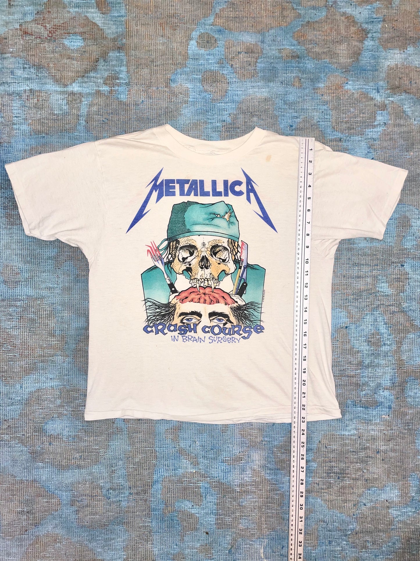 Metallica "Crash Course In Brain Surgery" (Pushead) 1987 Double Sided Metal Vintage T-Shirt