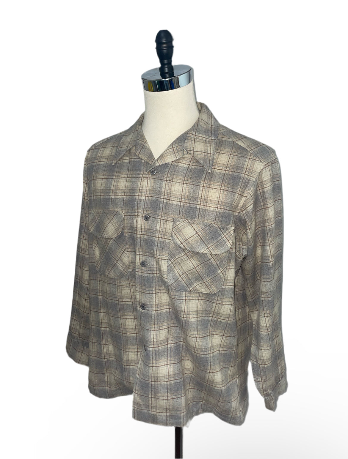 1970s Pendleton Tan Plaid Wool Shirt