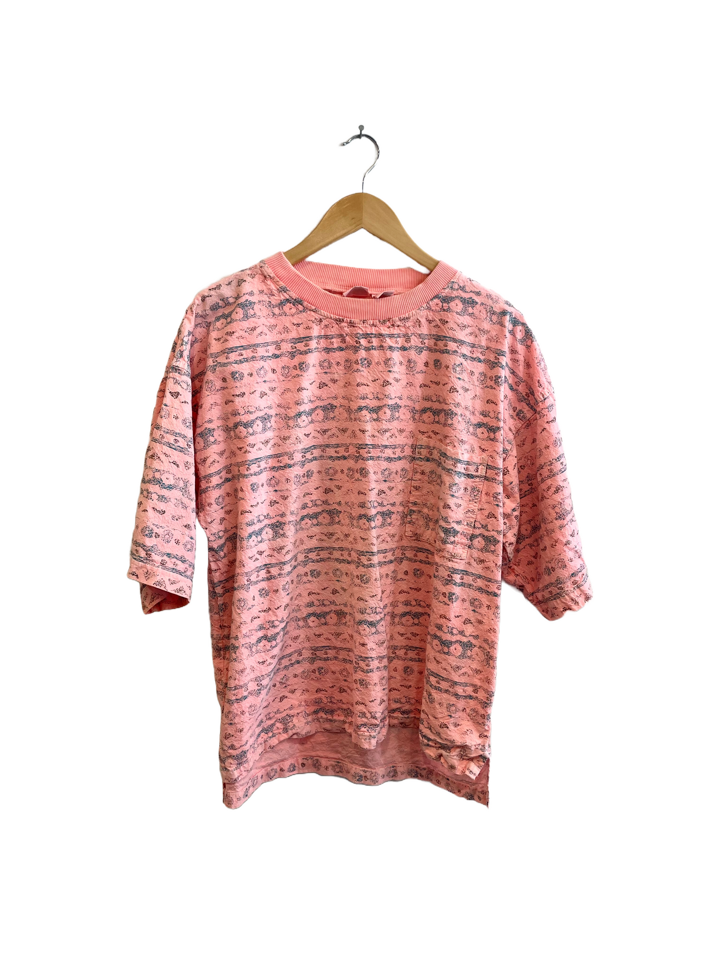 1990s Peach Beach Patterned Tee