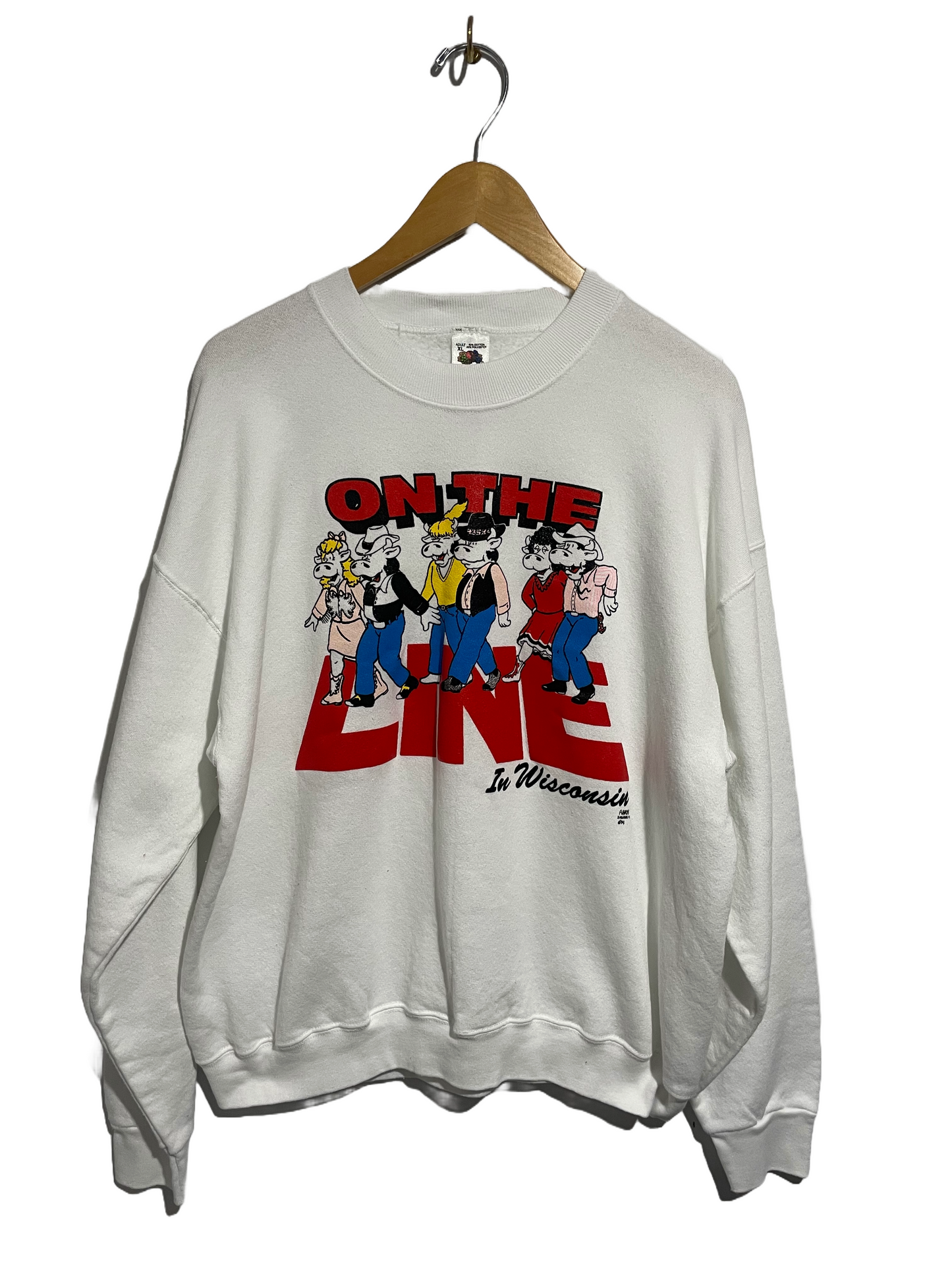 1990s White ‘On the Line in Wisconsin’ Country Sweatshirt