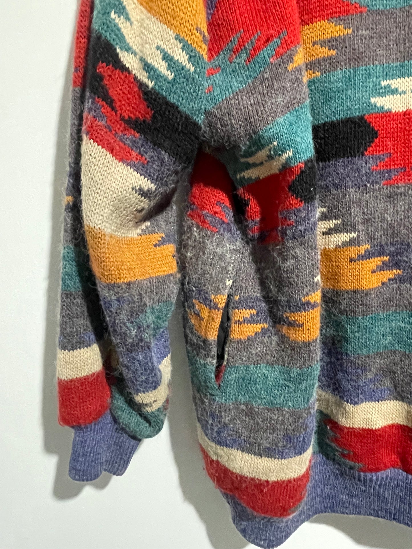 1980s Southwestern Print Blanket Sweater Jacket