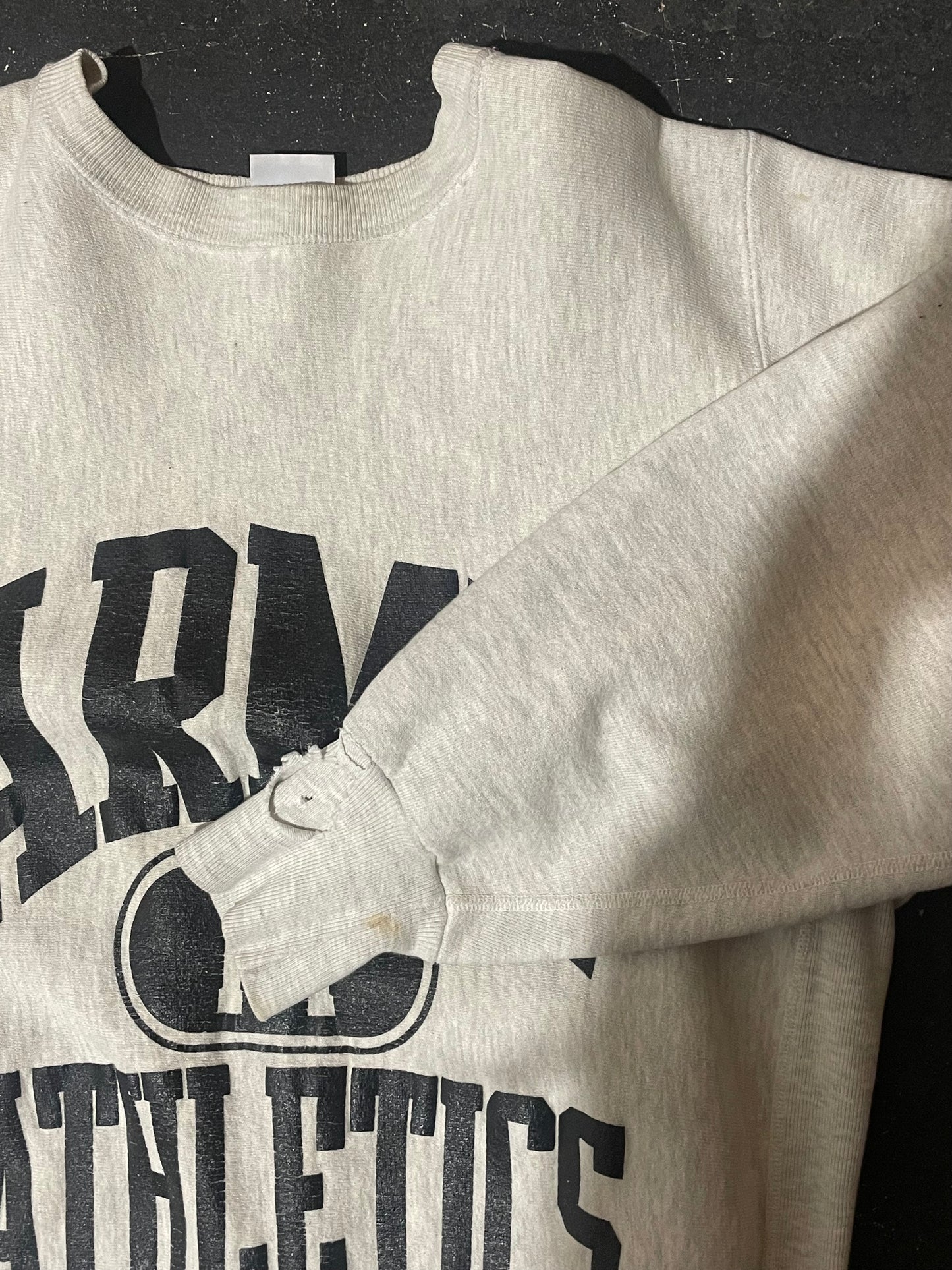 1980s Heather Gray Army Athletics Reverse Weave Crewneck