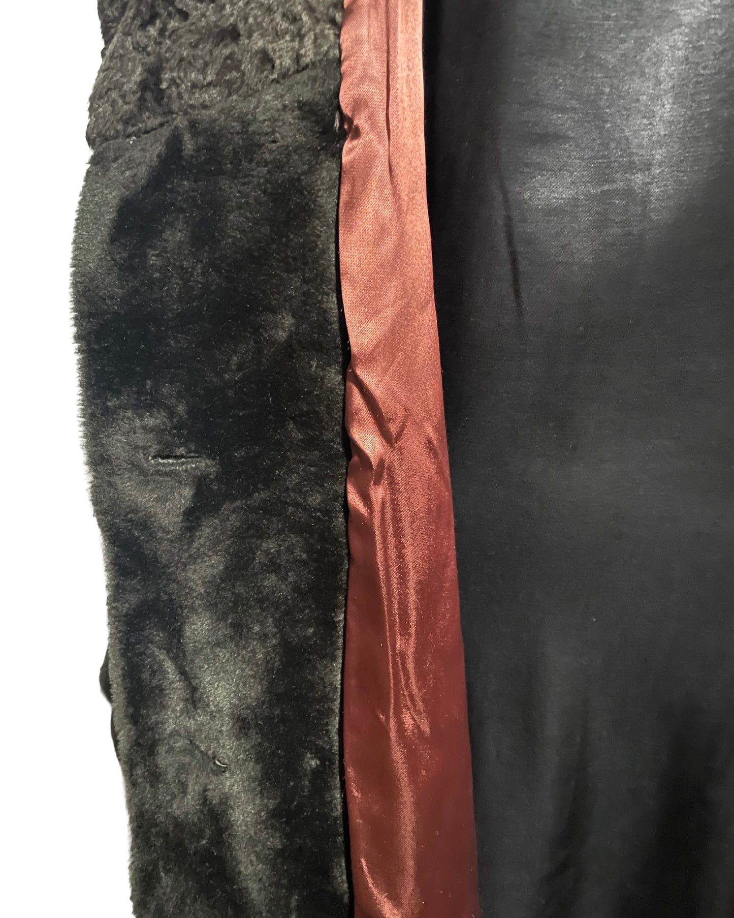 1970s Chocolate Fleece Double-Breasted Satin-Lined Coat