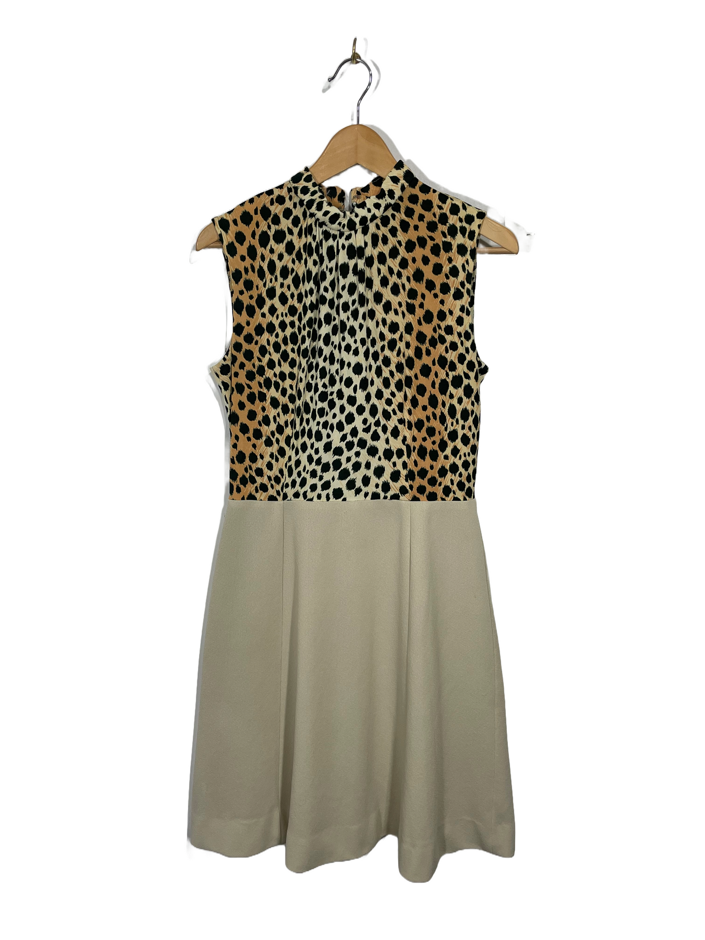 1970s Leopard and Tan Fit and Flare Dress