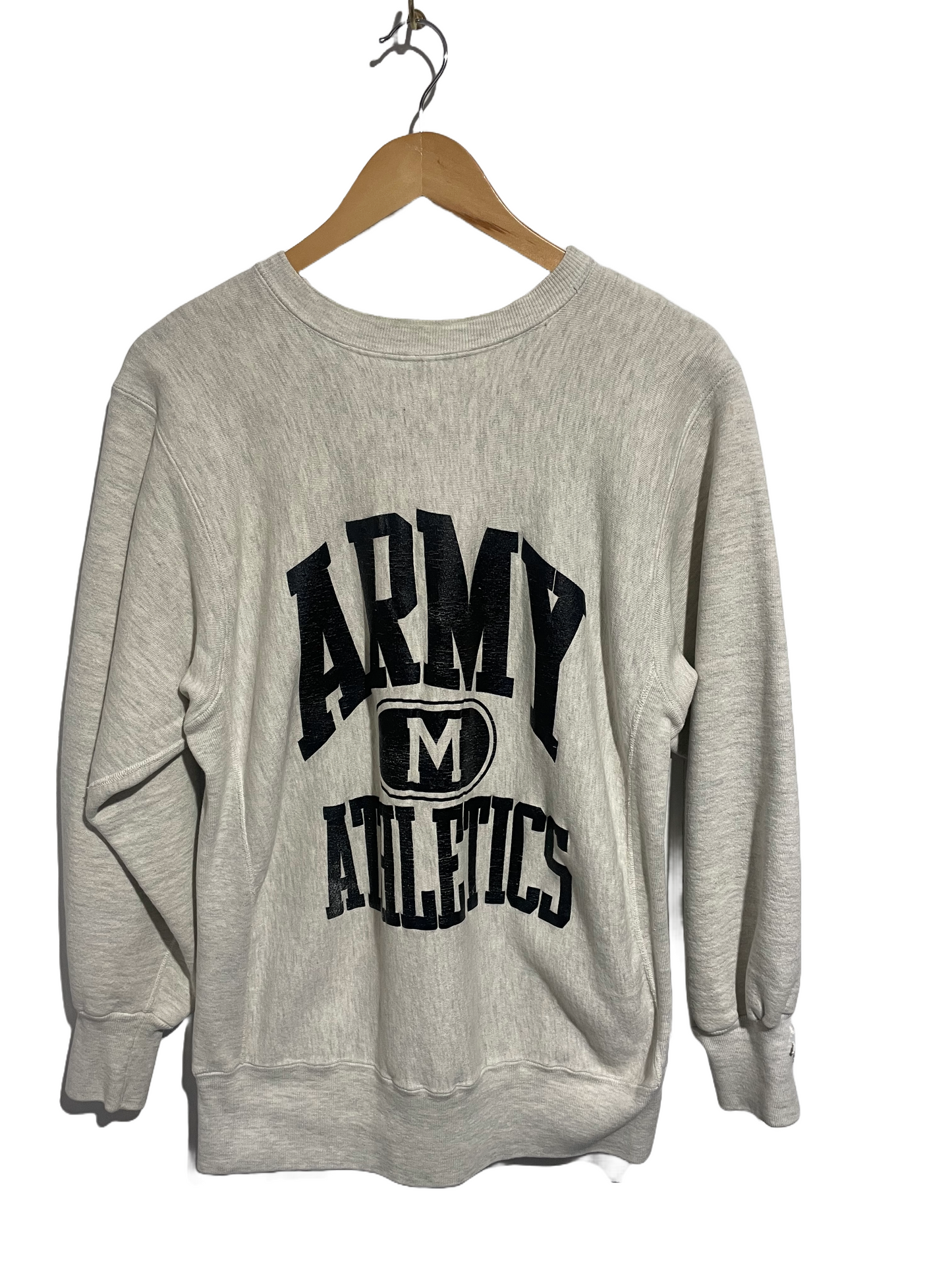 1980s Heather Gray Army Athletics Reverse Weave Crewneck