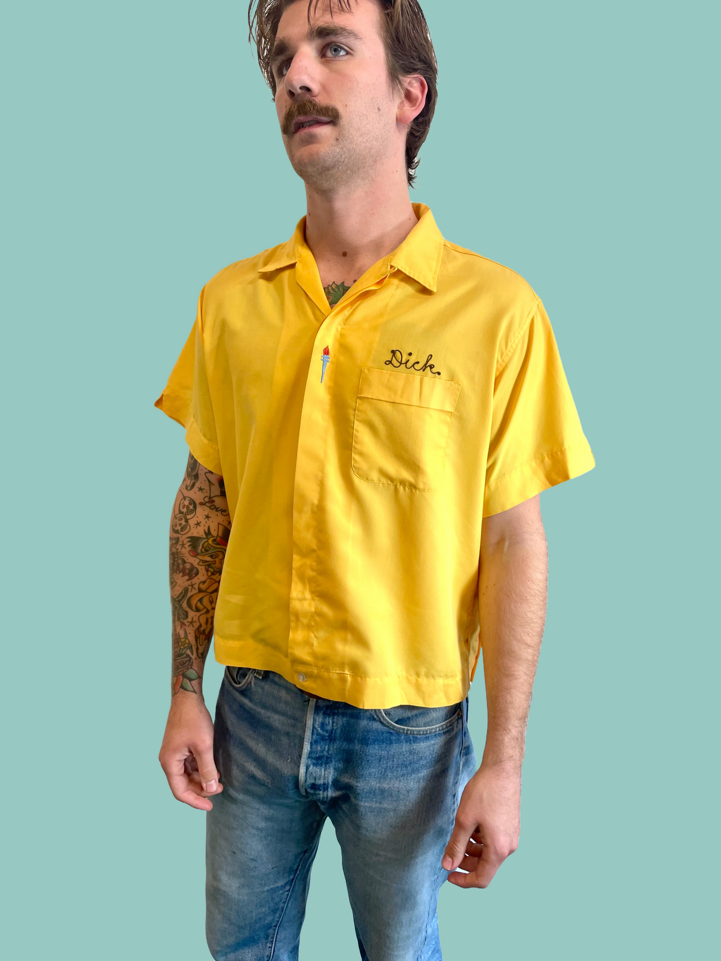 1970s Dick’s Yellow ‘Sport Bowl’ Emblem Bowling Shirt