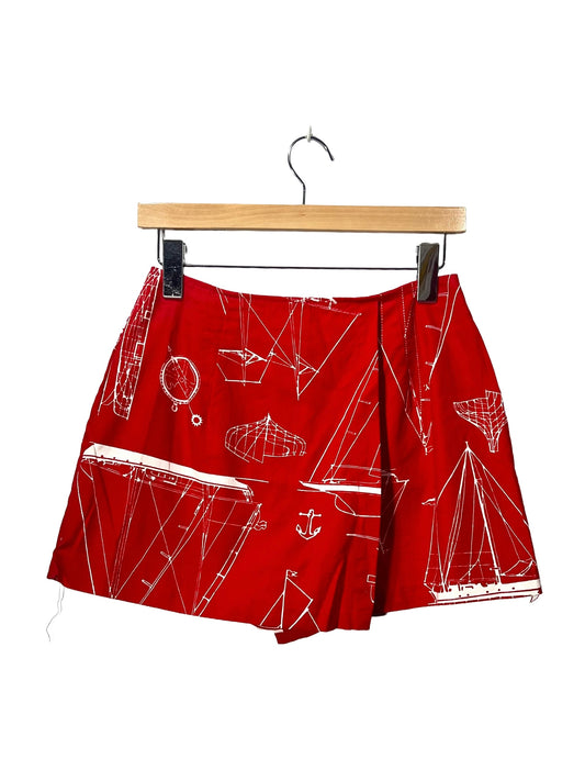 1960s Red Nautical Print Canvas Mini Skort