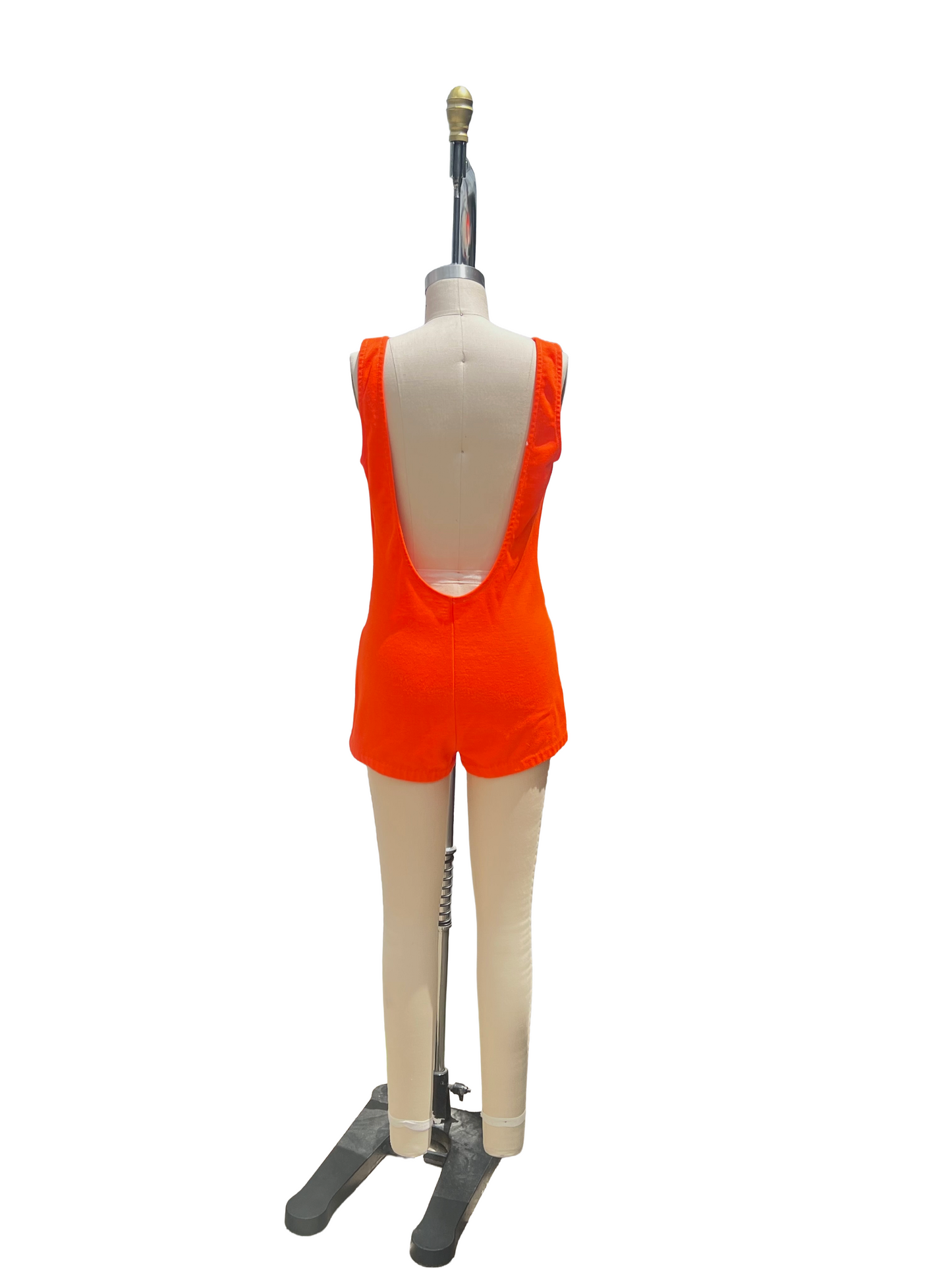 1970s Lava Orange Montgomery Orange One-Piece Swimsuit