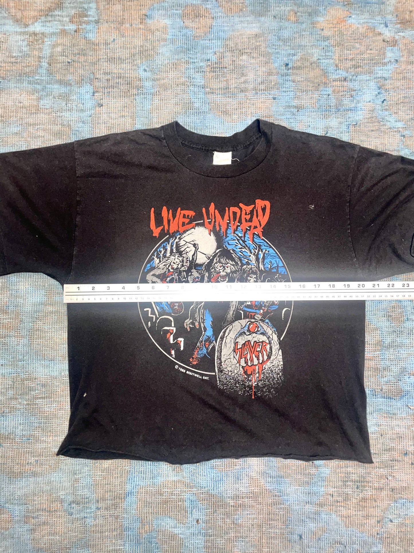Slayer "Live Undead West Coast Fall 1985" Black Double Sided Thrash Metal Vintage T-Shirt