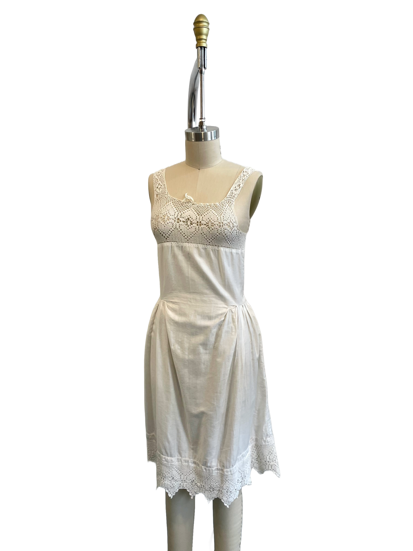 Antique Cotton and Lace Mini Dress