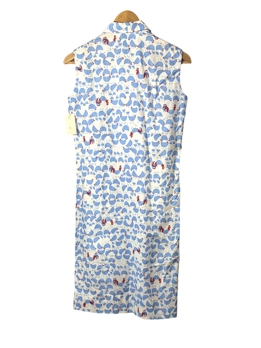 1950s Periwinkle Chickens Atomic Print NWT Shirt Dress