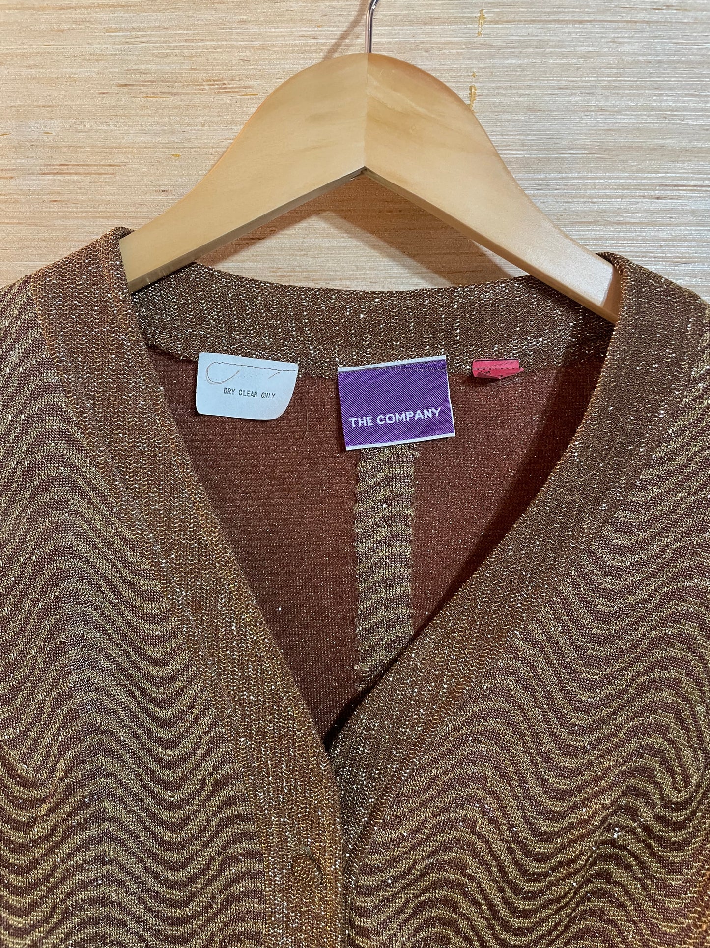 1970s Brown Tinsel Weave Swirl Cardigan