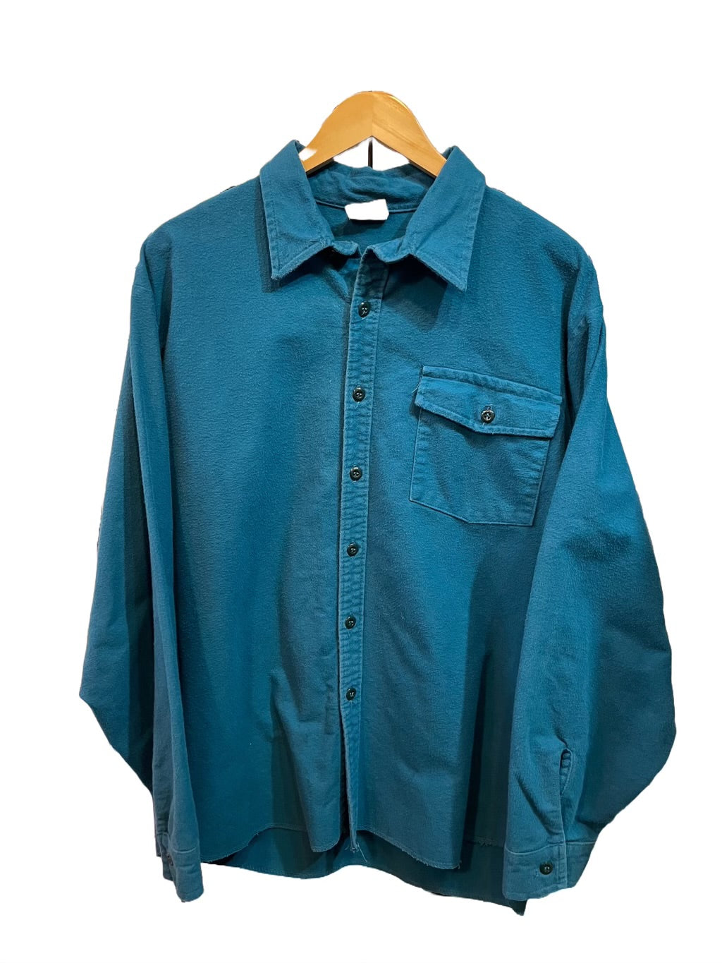 1980s Dark Teal Cotton Heavyweight Flannel Shirt