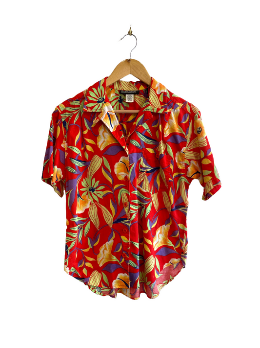 1980s Red Tropical Floral 'Counterparts' Shirt