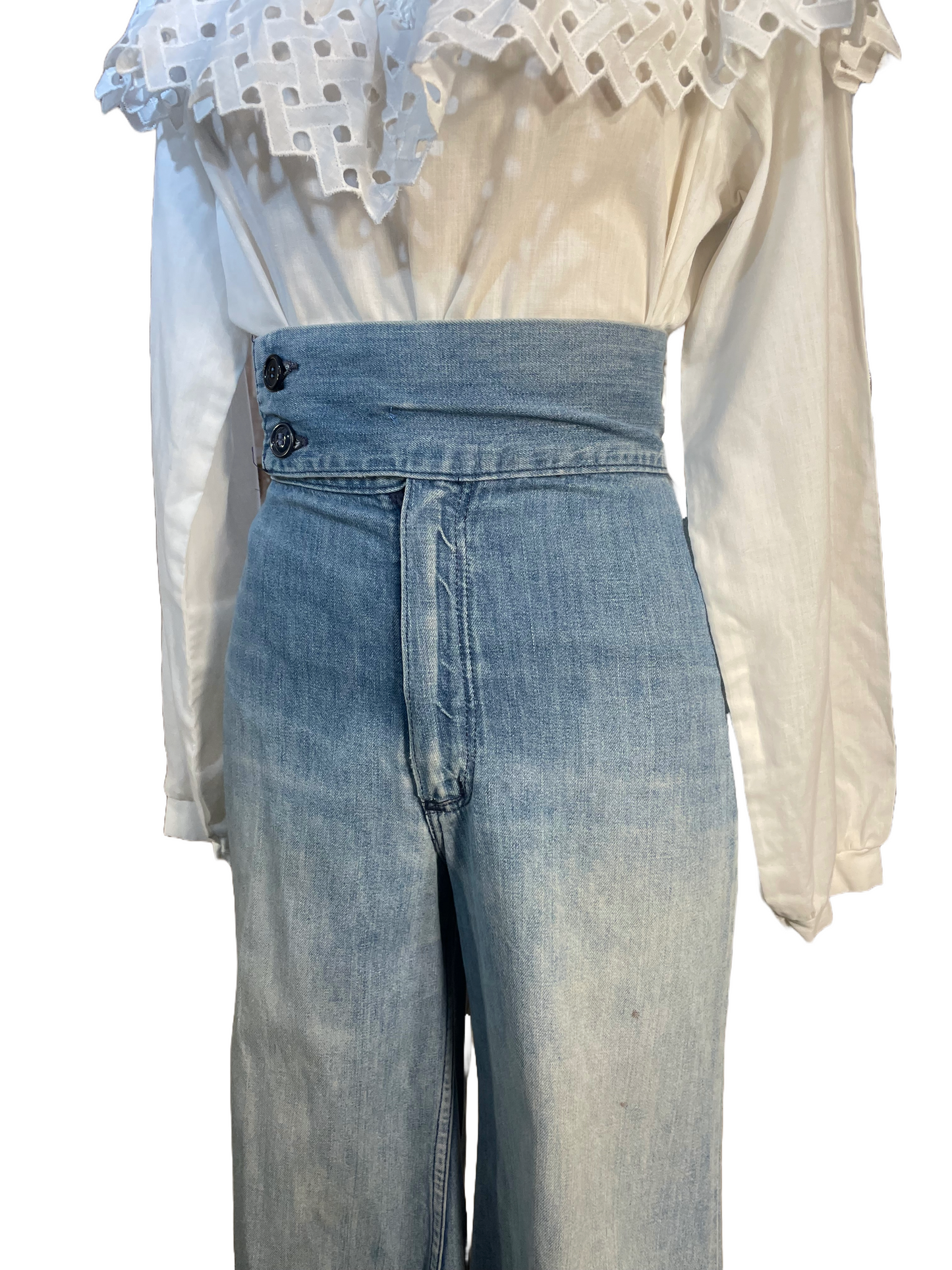 1970s Faded High-Waisted Patchwork Bellbottom Jeans