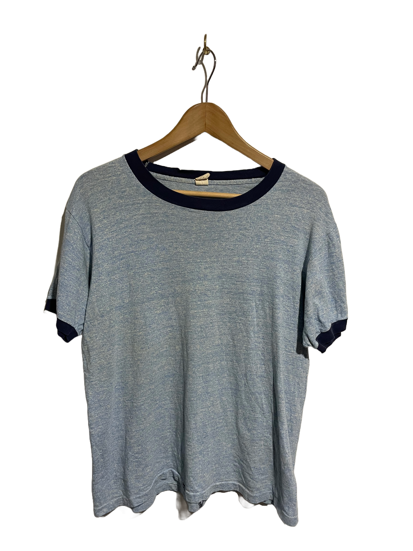 1970s Heather Blue Sportswear Ringer Blank Tee