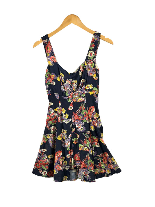 1990s-does-1940s ESPRIT Navy Floral Rayon Romper