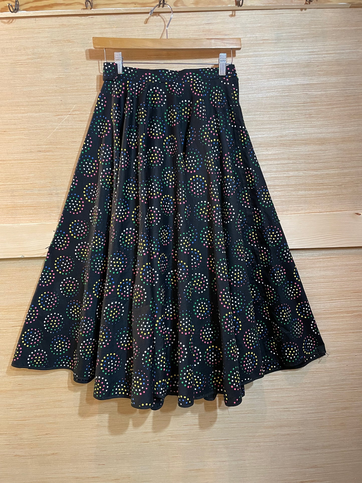 1950s Black Polka Dot A-Line Cotton Skirt