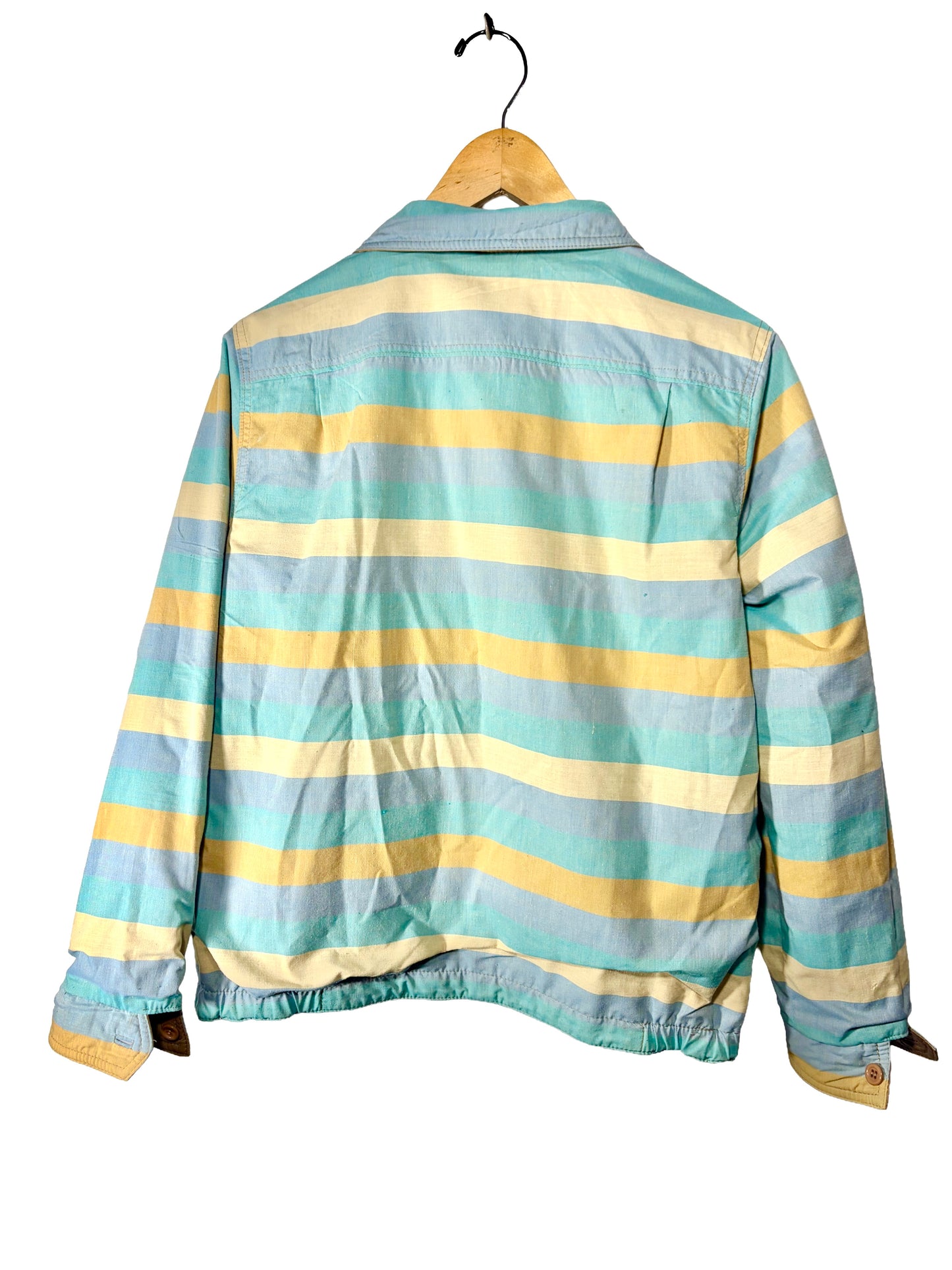 1950s Almond Leather Seabreeze Stripes REVERSIBLE Zip Rickey Jacket