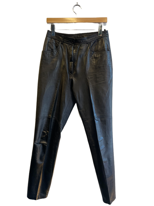 1980s Black Leather Berman's Cigarette Pants