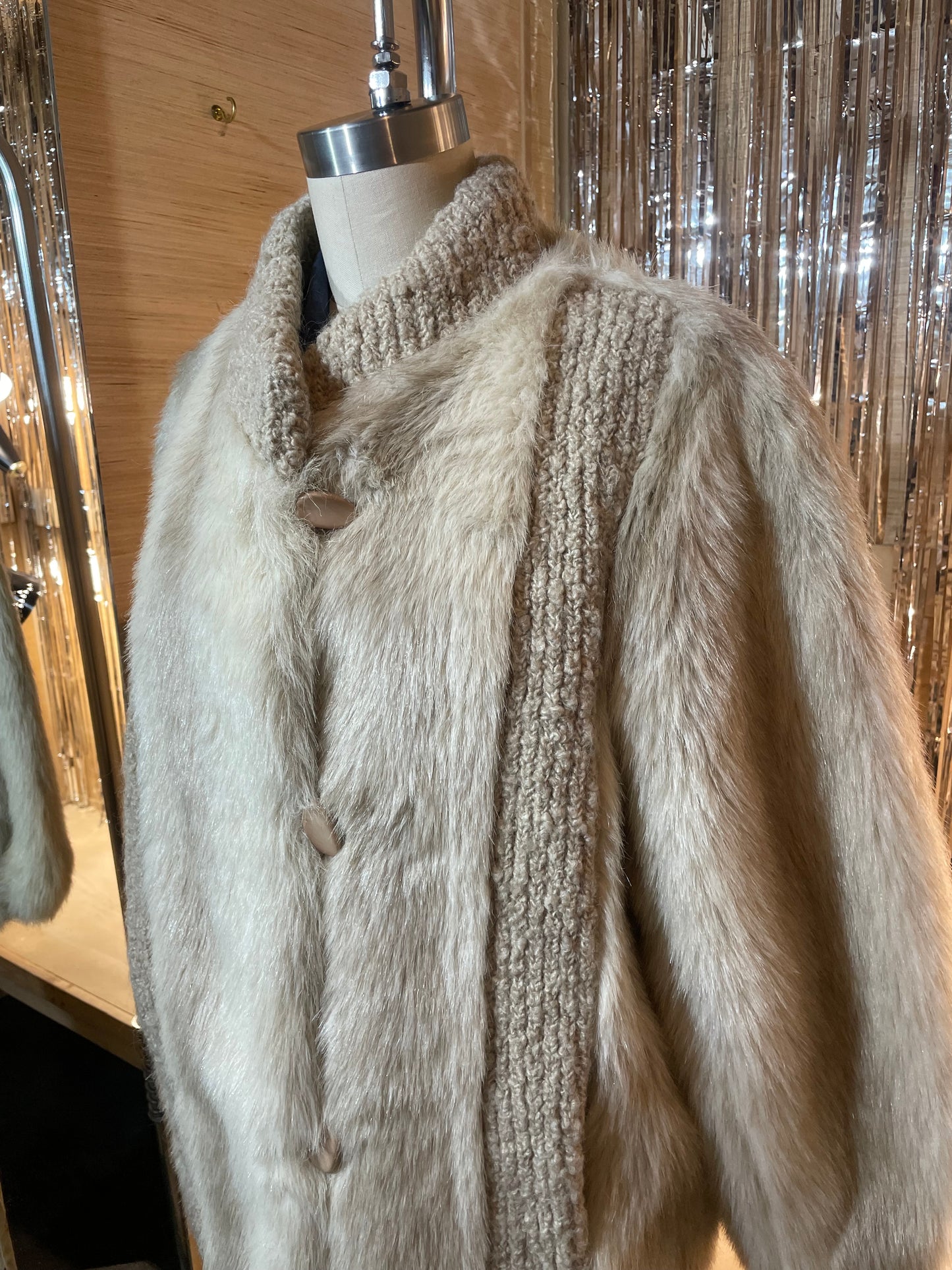 1980s Cream FAUX Fur and Wool D'Spirit Jacket