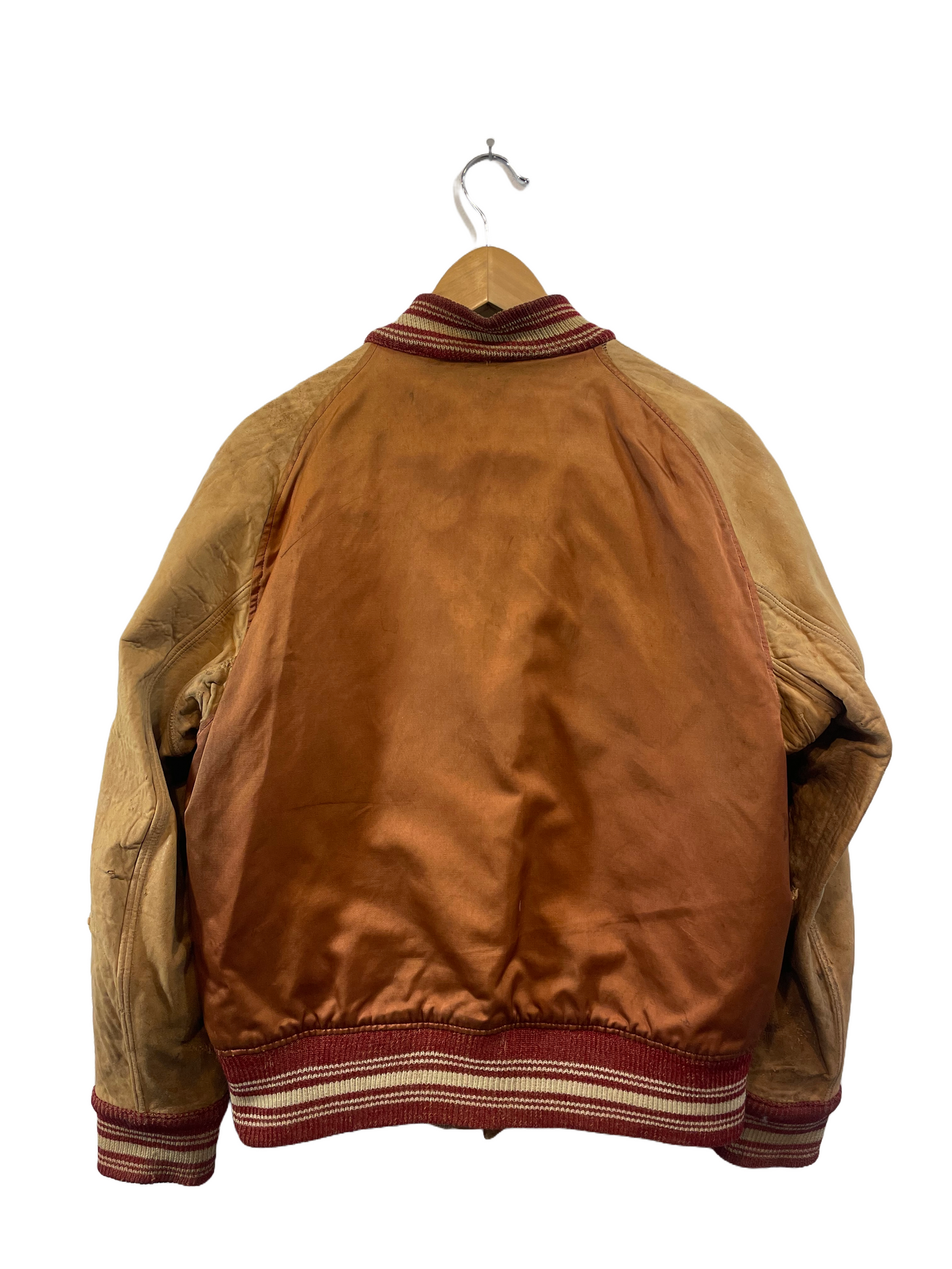 1950s U of Arkansas Reversible Suede Satin Academic Letter Jacket