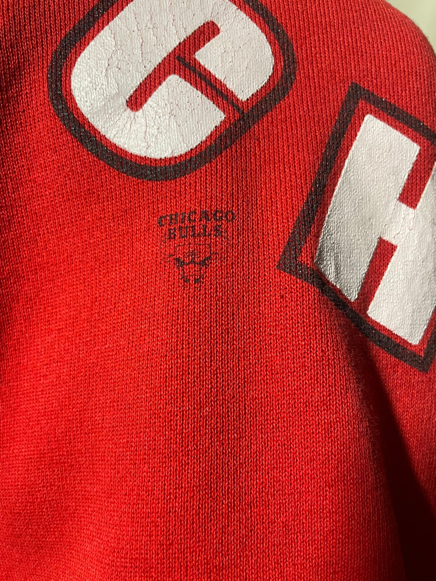 1990s Red Chicago Bulls Big Spellout Crewneck