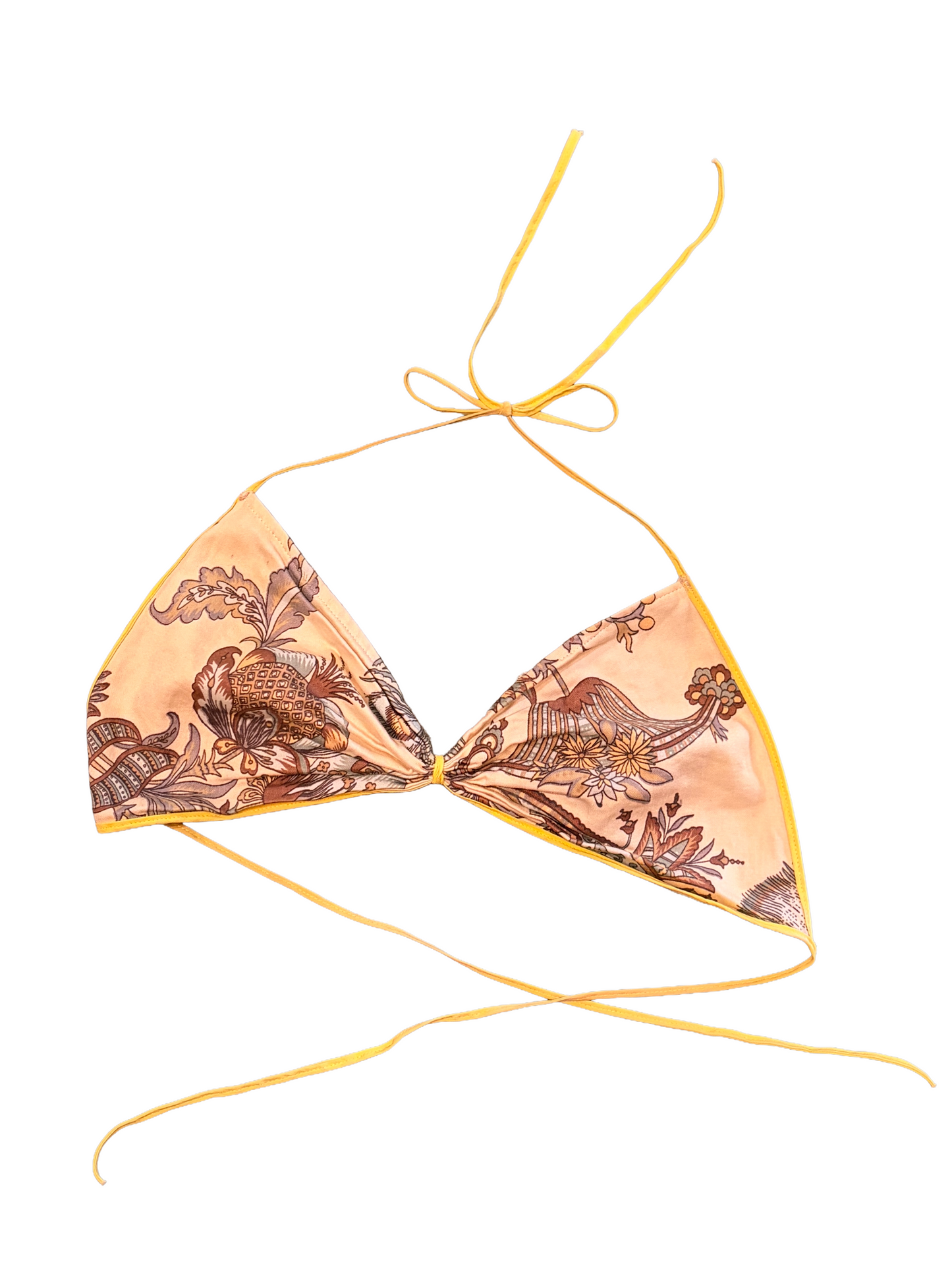 1940s Yellow Printed Halter Bra Top