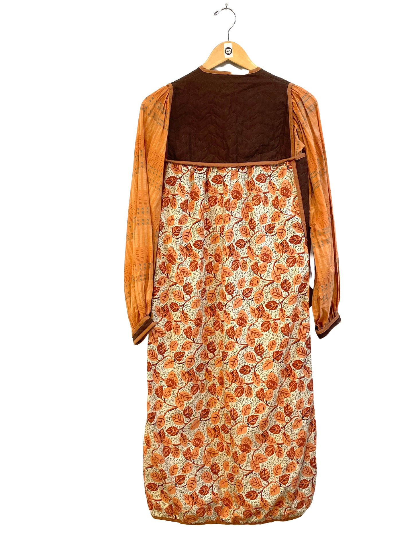 1970s Peach Cotton Designer Boho Dress