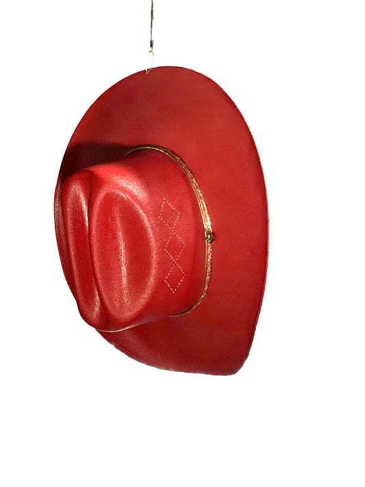 1970s Red Hardshell Cowboy Hat