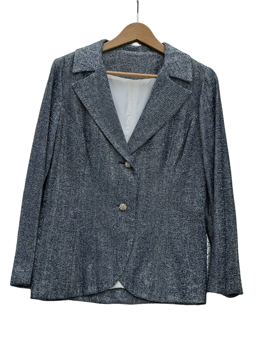 1970s Blue Tinsel Fitted Blazer
