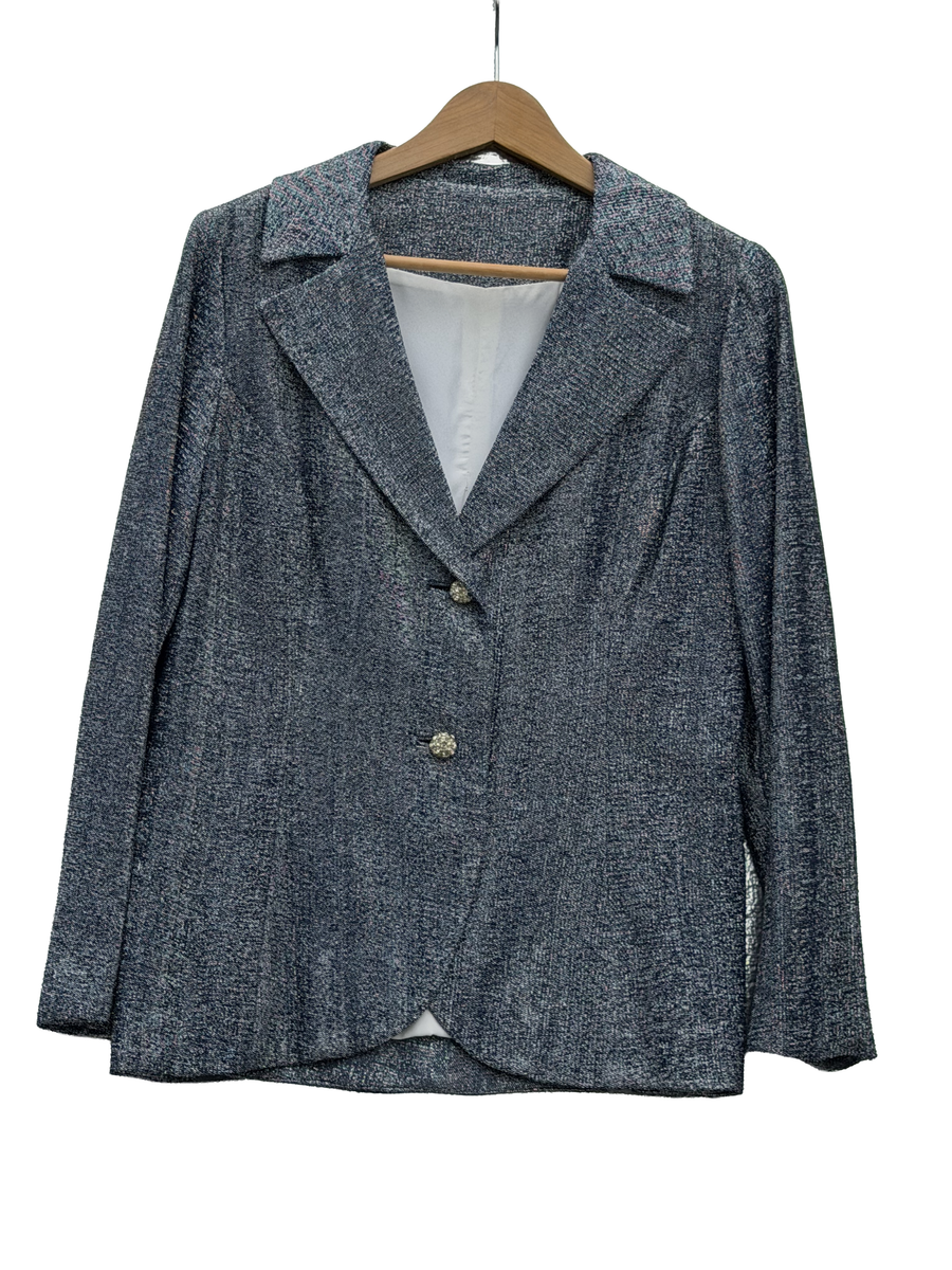 1970s Blue Tinsel Fitted Blazer