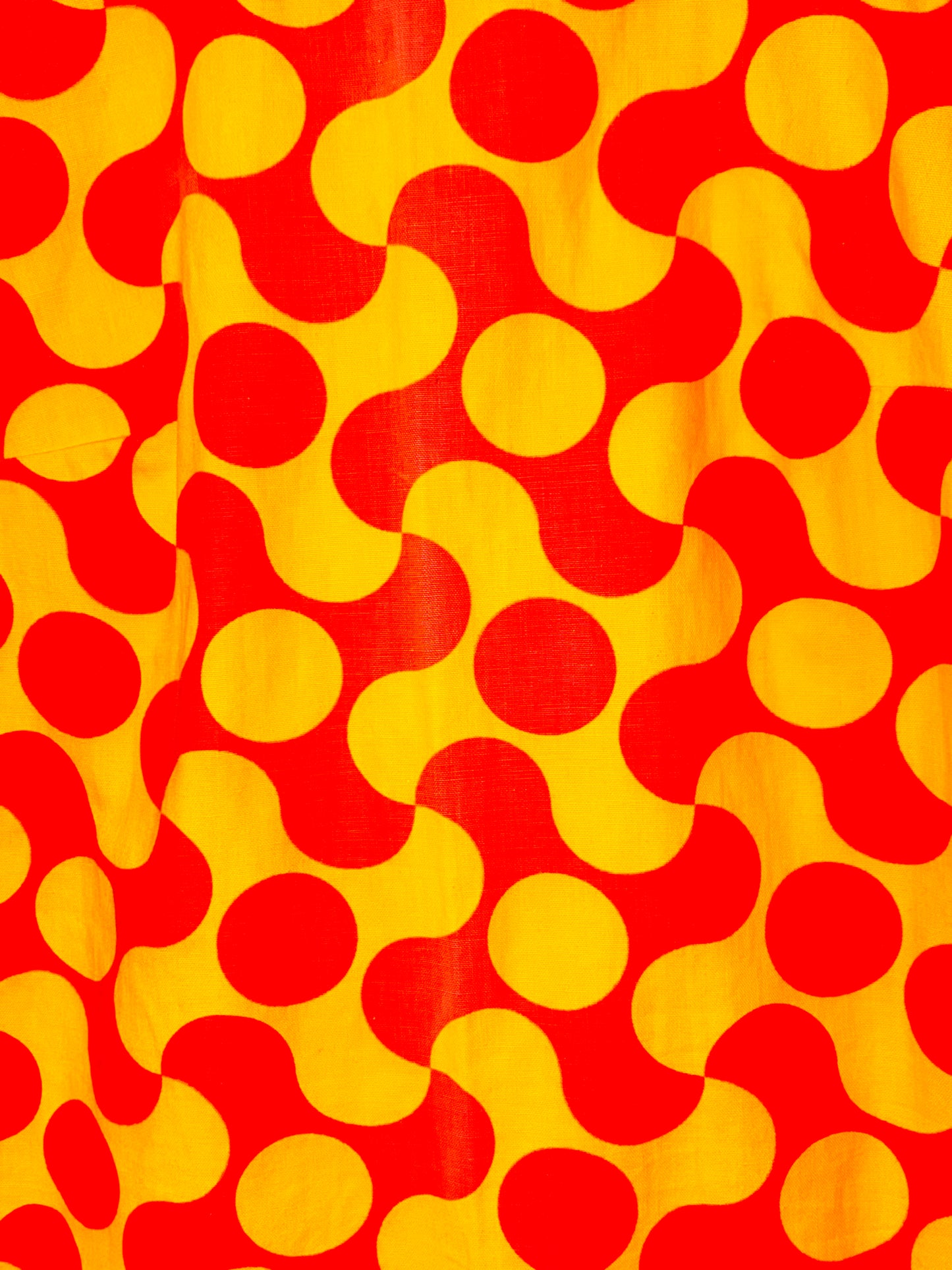 1960s Fluorescent Yellow Pink Op-Art Cotton Weave Shift Dress