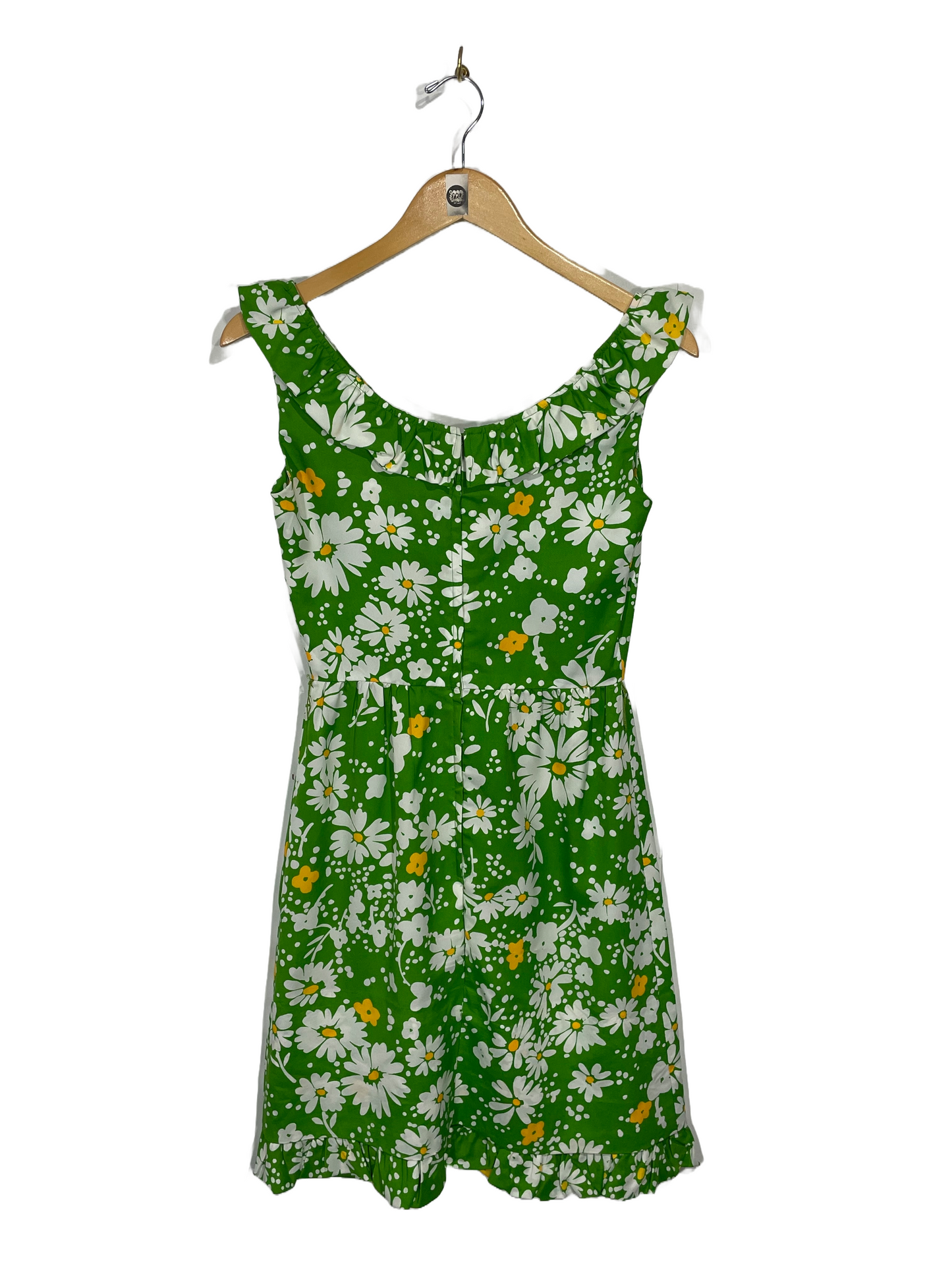 1970s Green Pop Art Ruffle Dress