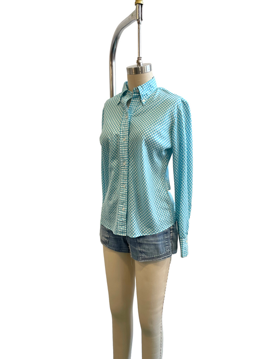 1970s Blue Check Lady Wrangler Long Sleeve Shirt