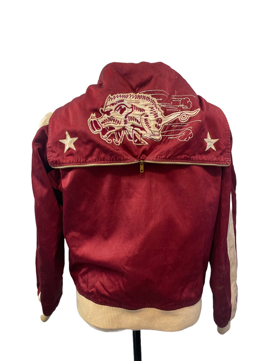 1950s U of Arkansas Razorbacks Satin Spellout Warm-Up Jacket