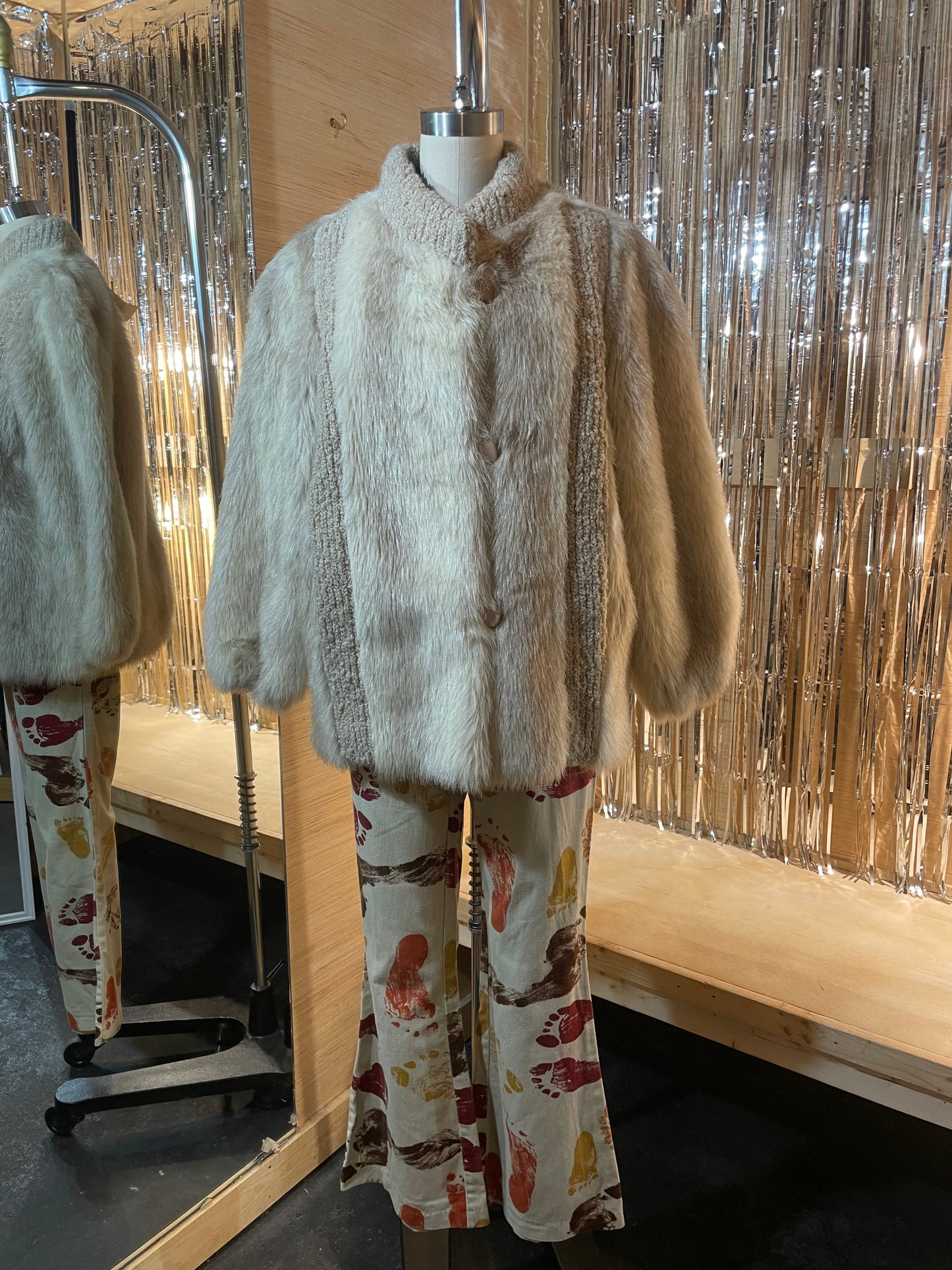 1980s Cream FAUX Fur and Wool D'Spirit Jacket