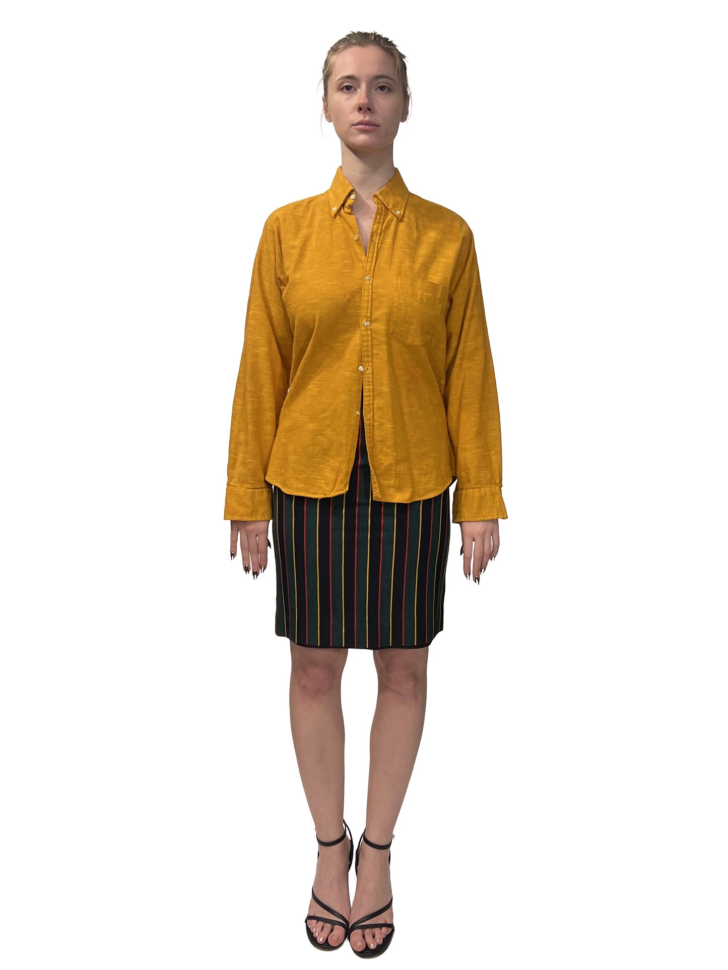 1950s Mustard Cotton Flocked ‘White Hawk’ Oxford Shirt